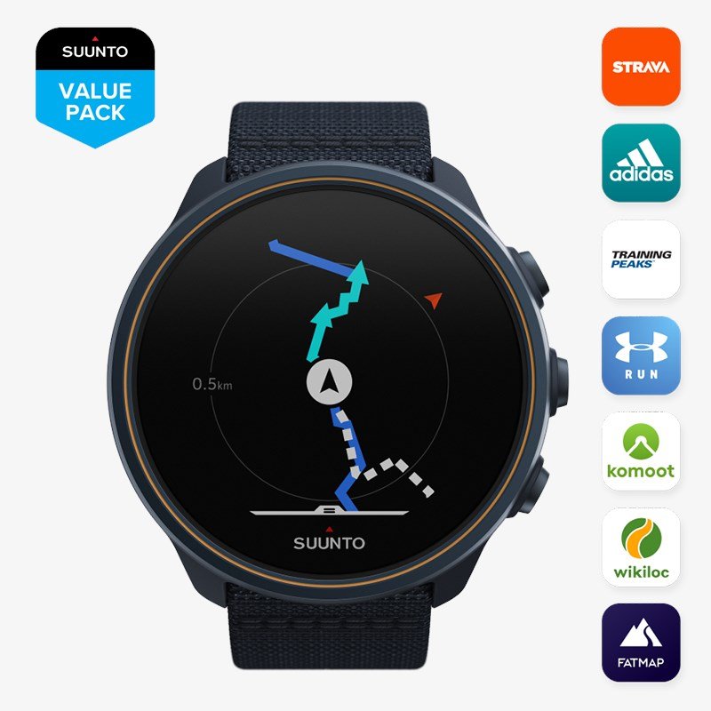 スント9 BARO GRANAITE BLUE TITANIUM Suunto 9 Peak Granite Blue Titanium - Ultra thin, small