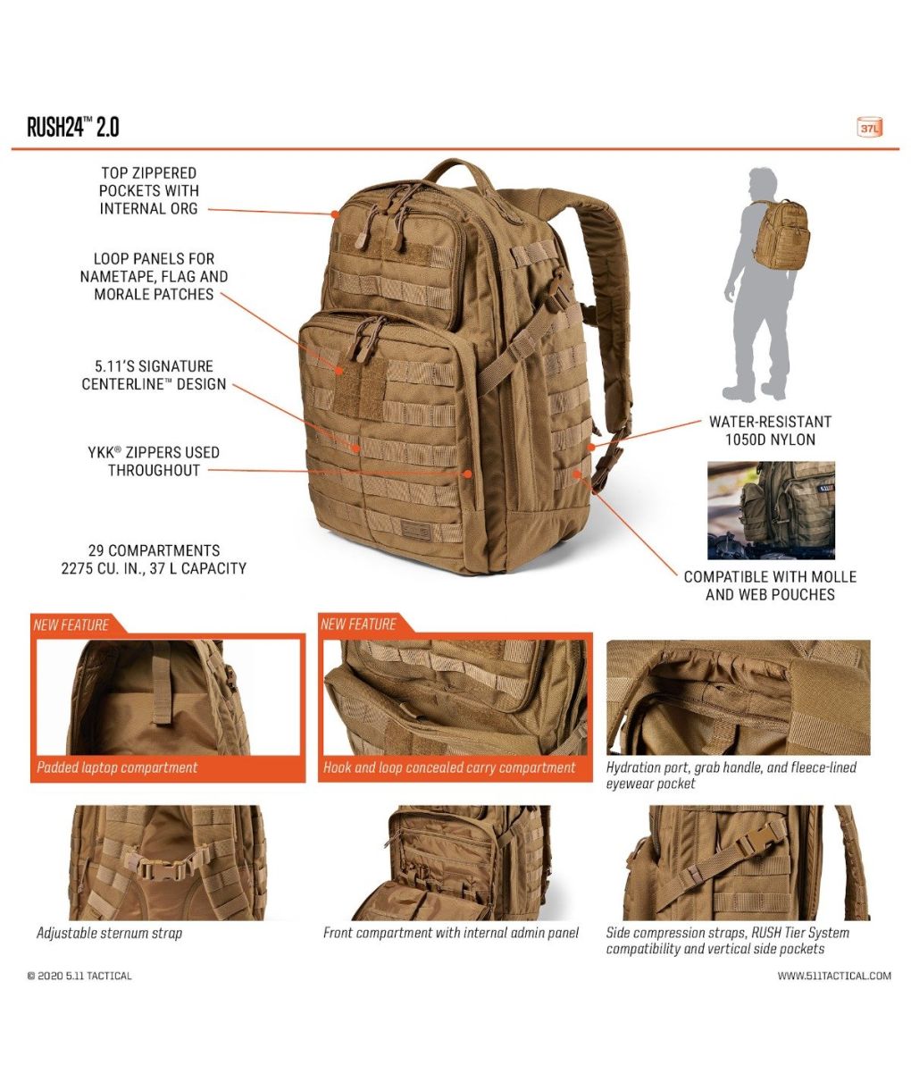 5.11 Rush 24 2.0 Backpack Black | UK Tactical