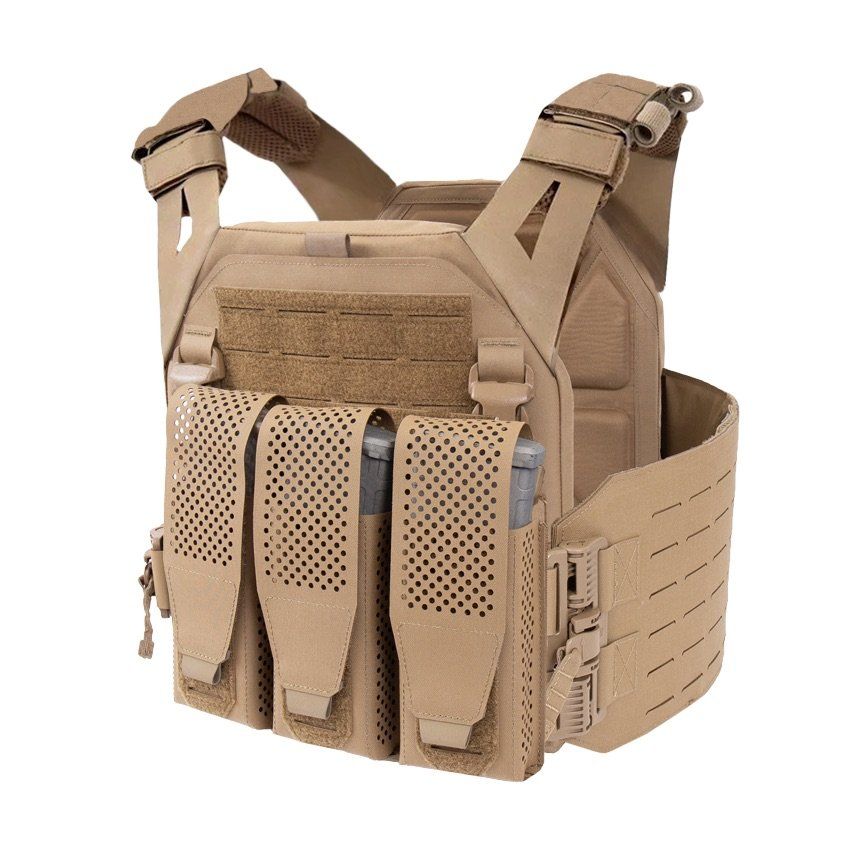 Warrior Laser Cut LPC V1 Low Profile Plate Carrier with Solid Sides, DFP Triple Adaptive Mag Pouch & 5.56 Triple Inserts
