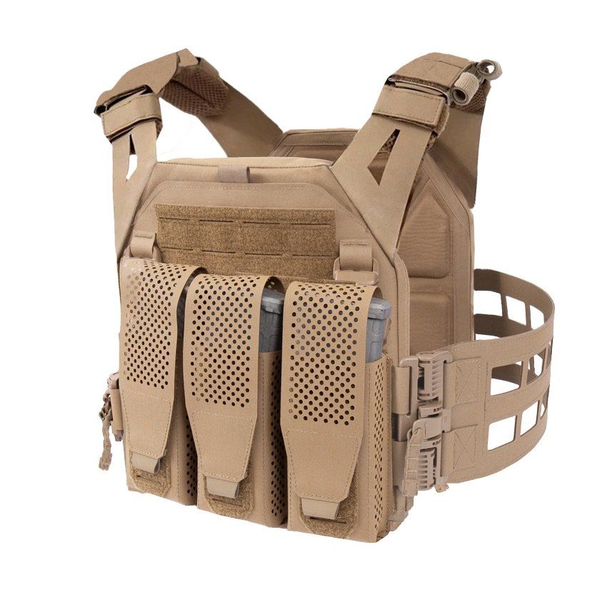 Warrior Laser Cut LPC V2 Low Profile Plate Carrier with Ladder Sides and DFP Triple Adaptive Mag Pouch & 5.56 Triple Inserts
